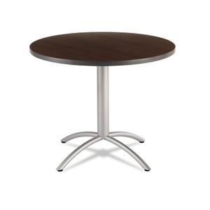 Cafeworks Table, Cafe-Height, Round Top, 36" Dia X 30"h, Walnut/silver - ICE65624