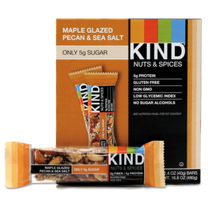 Nuts And Spices Bar, Maple Glazed Pecan And Sea Salt, 1.4 Oz Bar, 12/box - KND17930