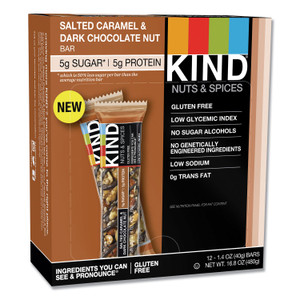 Nuts And Spices Bar, Salted Caramel And Dark Chocolate Nut, 1.4 Oz, 12/pack - KND26961