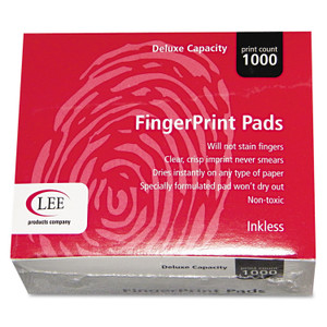 Inkless Fingerprint Pad, 2 1/4 X 1 3/4, Black, Dozen - LEE03127