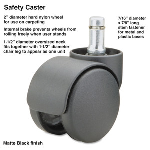 Safety Casters,oversize Neck, Nylon, B Stem, 110 Lbs/caster, 5/set - MAS64235