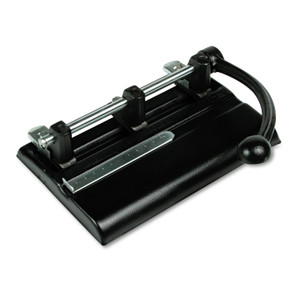 40-Sheet High-Capacity Lever Action Adjustable Two- To Seven-Hole Punch, 13/32" Holes, Black - MAT1340PB