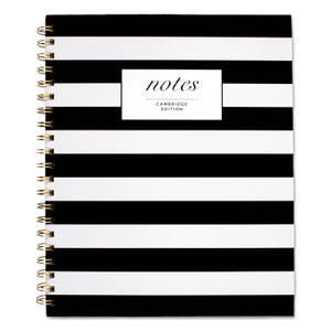 Black And White Striped Hardcover Notebook, 1 Subject, Wide/legal Rule, Black/white Stripes Cover, 11 X 8.88, 80 Sheets - MEA59010
