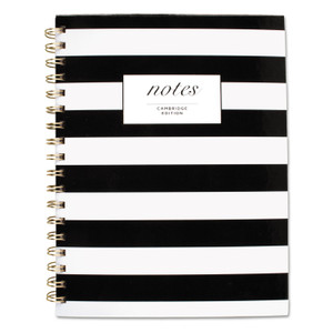 Black And White Striped Hardcover Notebook, 1 Subject, Wide/legal Rule, Black/white Stripes Cover, 9.5 X 7.25, 80 Sheets - MEA59012