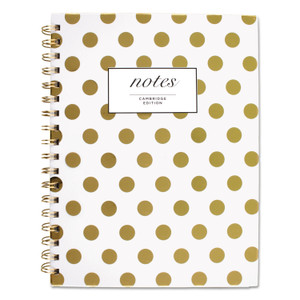 Gold Dots Hardcover Notebook, 1 Subject, Wide/legal Rule, White/gold Cover, 9.5 X 7, 80 Sheets - MEA59016
