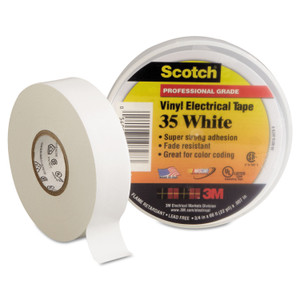 Scotch 35 Vinyl Electrical Color Coding Tape, 3" Core, 0.75" X 66 Ft, White - MMM10828