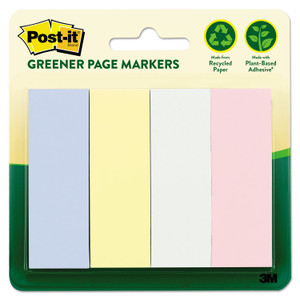 Greener Page Markers, Assorted Pastel Colors, 50 Strips/pad, 4 Pads/pack - MMM6714RPA
