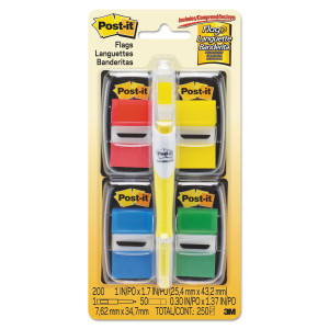 Page Flag Value Pack, Assorted, 200 1" Flags + Highlighter With 50 1/2" Flags - MMM680RYBGVA