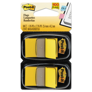 Standard Page Flags In Dispenser, Yellow, 100 Flags/dispenser - MMM680YW2