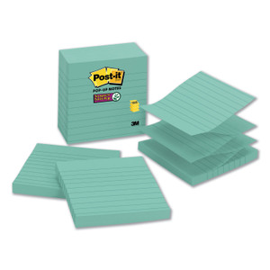 Pop-Up Notes Refill, Lined, 4 X 4, Aqua Wave, 90-Sheet, 5/pack - MMMR440WASS
