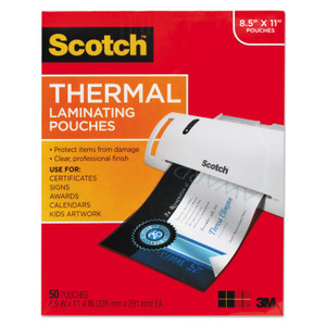 Laminating Pouches, 3 Mil, 9" X 11.5", Gloss Clear, 50/pack - MMMTP385450