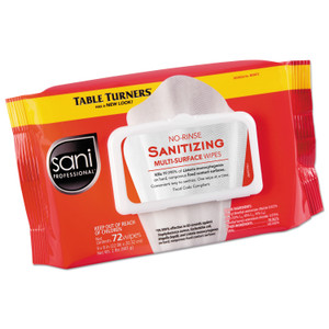 No-Rinse Sanitizing Multi-Surface Wipes, 9" X 8", White, 72 Wipes/pk, 12/carton - NICM30472