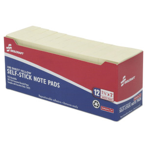 7530011167866 Skilcraft Self-Stick Note Pads, 1 1/2 X 2, Unruled, Yellow, 100 Shts, Dozen - NSN1167866