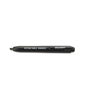 7520015550297 Skilcraft Retractable Permanent Marker, Broad Chisel Tip, Black, 4/pack - NSN5550297