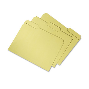 7530015664136 Skilcraft Recycled File Folders, 1/3-Cut 2-Ply Tabs, Letter Size, Yellow, 100/box - NSN5664136