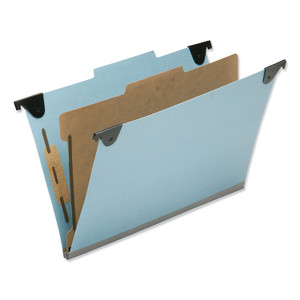 7530016216200 Skilcraft Hanging Classification Folders, Legal Size, 3 Dividers, 2/5-Cut Tab, Light Blue, 10/box - NSN6216200