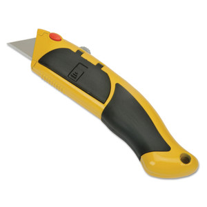5110016217915, Skilcraft Utility Knife With Cushion Grip Handle, 2pt Blade, Yellow/black - NSN6217915