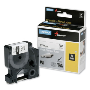 7510016576749, Dymo/skilcraft Heat Shrink Label Cassette, 0.5" X 5 Ft, Black/white - NSN6576749