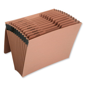 7530016819290 Skilcraft Expanding File Jan-Dec, 9" Expansion, 12 Sections, 1/12-Cut Tab, Letter Size, Brown, Elastic Cord - NSN6819894