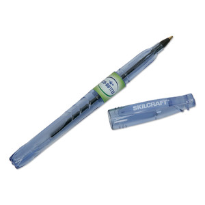 7520016827161 Skilcraft Recycled Water Bottle Ballpoint Pen, Stick, Medium 0.7 Mm, Black Ink, Clear Barrel, Dozen - NSN6827161