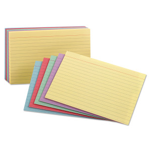 Ruled Index Cards, 5 X 8, Blue/violet/canary/green/cherry, 100/pack - OXF35810