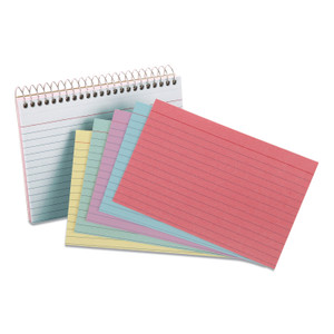Spiral Index Cards, Ruled, 4 X 6, Assorted, 50/pack - OXF40286