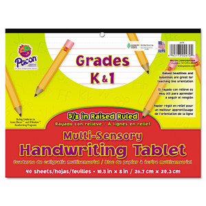 Multi-Sensory Handwriting Tablet, 5/8" Long Rule, 8 X 10.5, 40/pad - PAC2470
