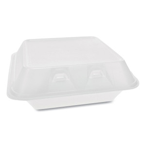 Smartlock Foam Hinged Containers, Medium, 3-Compartment, 8 X 8.5 X 3, White, 150/carton - PCTYHLW08030000