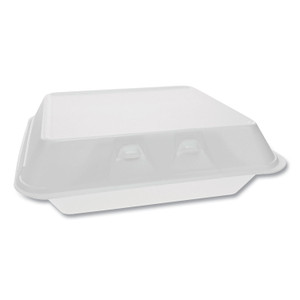 Smartlock Foam Hinged Containers, X-Large, 9.5 X 10.5 X 3.25, White, 250/carton - PCTYHLW10010000