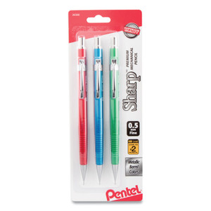 Sharp Mechanical Pencil, 0.5 Mm, Hb (#2.5), Black Lead, Assorted Barrel Colors, 3/pack - PENP205MBP3M1