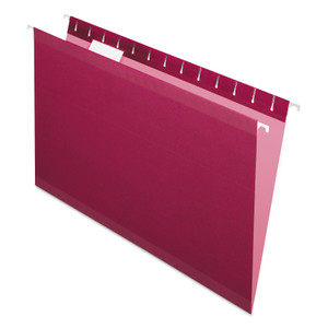 Colored Reinforced Hanging Folders, Legal Size, 1/5-Cut Tab, Burgundy, 25/box - PFX415315BUR