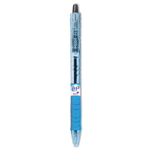 B2p Bottle-2-Pen Recycled Ballpoint Pen, Retractable, Medium 1 Mm, Black Ink, Translucent Blue Barrel, Dozen - PIL32800