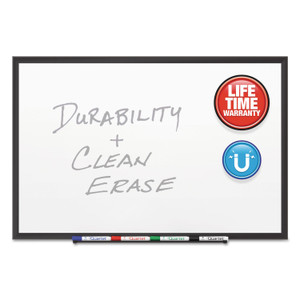 Classic Porcelain Magnetic Whiteboard, 96 X 48, Black Aluminum Frame - QRT2548B