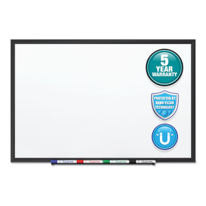 Classic Series Nano-Clean Dry Erase Board, 36 X 24, Black Aluminum Frame - QRTSM533B