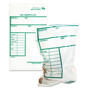 Cash Transmittal Bags, Printed Info Block, 6 X 9, Clear, 100/pack - QUA45220