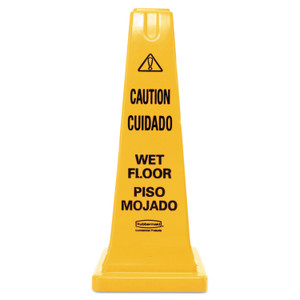 Multilingual Wet Floor Safety Cone, 10.55 X 10.5 X 25.63, Yellow - RCP627777