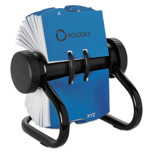 Open Rotary Business Card File With 24 Guides, Holds 400 2.63 X 4 Cards, 6.5 X 5.61 X 5.08, Metal, Black - ROL67236
