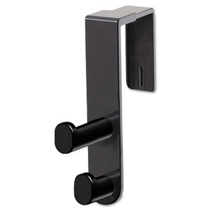 Plastic Coat Hook, 2-Hook, 1 3/4 X 6 1/2 X 7 3/4, Black - SAF4225BL