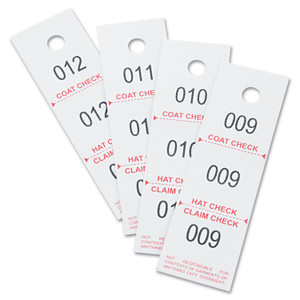 Three-Part Coat Room Checks, Paper, 1 1/2 X 5, White, 500/pack - SAF4249NC