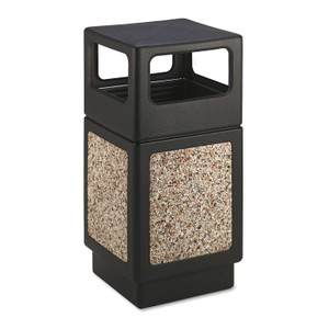Canmeleon Side-Open Receptacle, Square, Aggregate/polyethylene, 38 Gal, Black - SAF9472NC