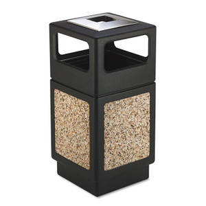 Canmeleon Ash/trash Receptacle, Square, Aggregate/polyethylene, 38 Gal, Black - SAF9473NC