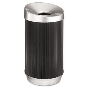 At-Your-Disposal Vertex Receptacle, Round, Polyethylene, 38 Gal, Black/chrome - SAF9799BL