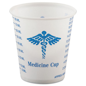 Paper Medical And Dental Graduated Cups, 3 Oz, White/blue, 100/bag, 50 Bags/carton - SCCR3