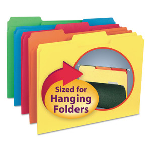 Interior File Folders, 1/3-Cut Tabs, Letter Size, Assorted, 100/box - SMD10229