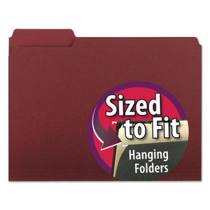 Interior File Folders, 1/3-Cut Tabs, Letter Size, Maroon, 100/box - SMD10275