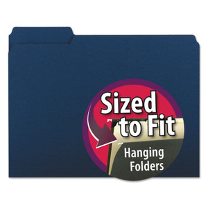 Interior File Folders, 1/3-Cut Tabs, Letter Size, Navy Blue, 100/box - SMD10279