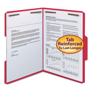 Watershed/cutless Reinforced Top Tab 2-Fastener Folders, 1/3-Cut Tabs, Letter Size, Red, 50/box - SMD12742