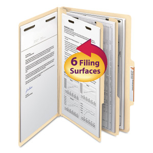 Manila Four- And Six-Section Top Tab Classification Folders, 2 Dividers, Legal Size, Manila, 10/box - SMD19000