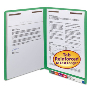 Watershed/cutless End Tab 2-Fastener Folders, Straight Tab, Letter Size, Green, 50/box - SMD25150