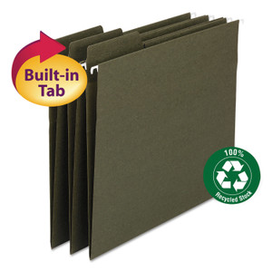 Fastab Hanging Folders, Letter Size, 1/3-Cut Tab, Standard Green, 20/box - SMD64037